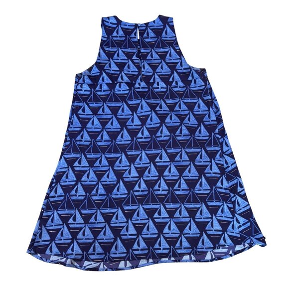 St. Tropez West Womens Navy Blue Sleeveless Sailboat Print Swing Dress Size S - Picture 1 of 5